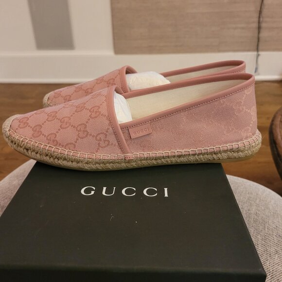 Gucci GG Canvas and Leather Pink Espadrilles Size 41 - Picture 6 of 14